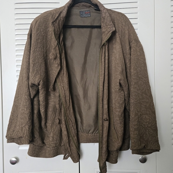 Vintage Mureli Windbreaker Size L Green Floral Pattern - Picture 6 of 9